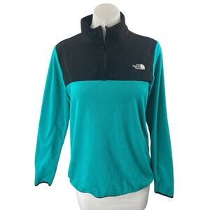 The North Face Glacier Green Black Half Zip Fleece Long Sleeve Sweater Top Sz M